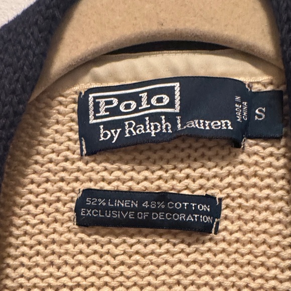 Ralph Lauren Beige and Navy Knit Cardigan - Picture 3 of 6